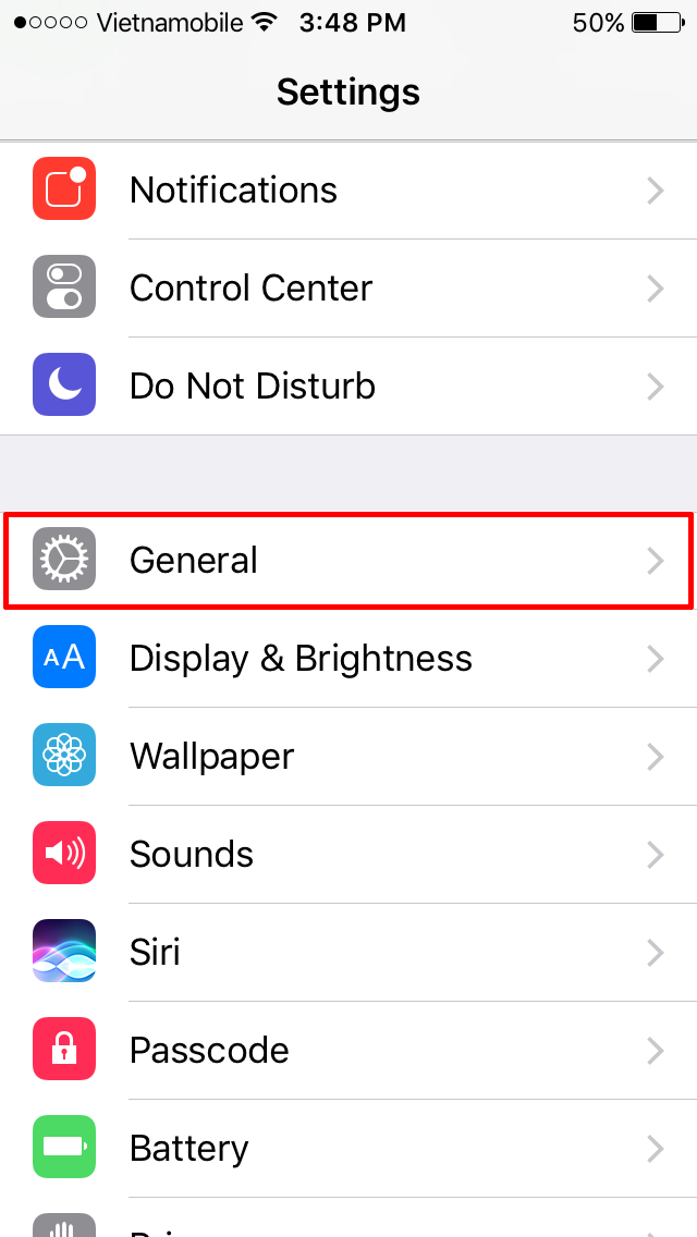 Go to settings and tap on General